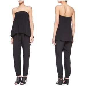 Tibi Black 100% Silk Strapless Jumpsuit Size 2